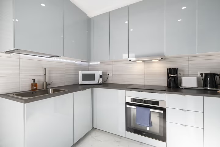Fully equipped kitchen with modern appliances